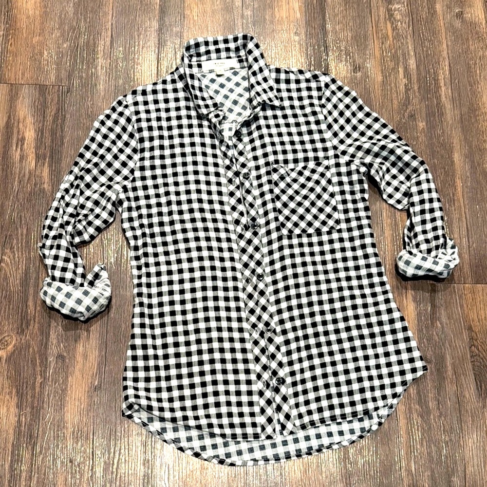 Love Culture Black & White Gingham Button Down Shirt Size M